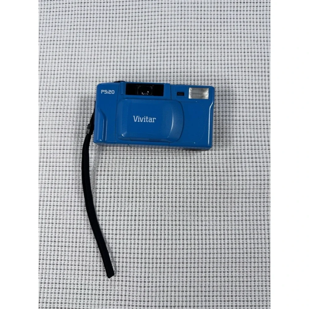 (B-2) Vivitar PS20 Point And Shoot 35mm Film Camera Blue Powers On Untested